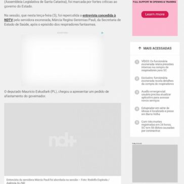 Deputados repercutem entrevista de servidora sobre compra de respiradores – Nd Online