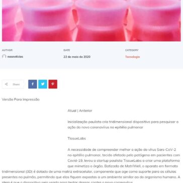 Plataforma para o estudo de células do pulmão – Nas Notícias