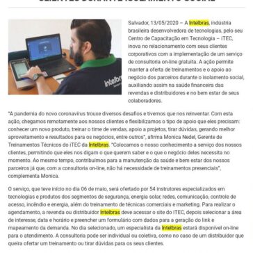 Intelbras oferece consultoria on-line para clientes durante isolamento social – Ti Bahia