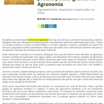 Ex-ministro Roberto Rodrigues diz que Brasil precisa pensar grande na Agronomia – Jornal Portuário