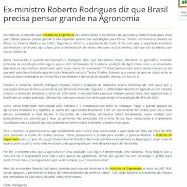 Ex-ministro Roberto Rodrigues diz que Brasil precisa pensar grande na Agronomia – Portal KLFF