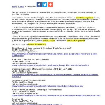 Instituto de Engenharia promove capacitação profissional por meio de palestras gratuitas em maio – JorNow