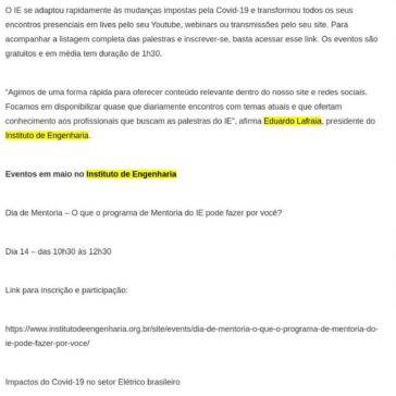 Instituto de Engenharia promove capacitação profissional por meio de palestras gratuitas em maio – Porto Gente