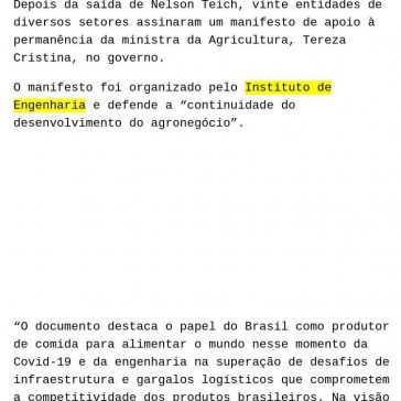 Entidades temem demissão de Tereza Cristina – O Antagonista
