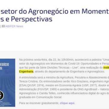 Uma visão do setor do Agronegócio em Momentos de Covid-19: Oportunidades e Perspectivas – ABIFER