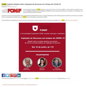 FONIF realizará debate sobre Captação de Recursos em Tempo de COVID-19 – Abcr