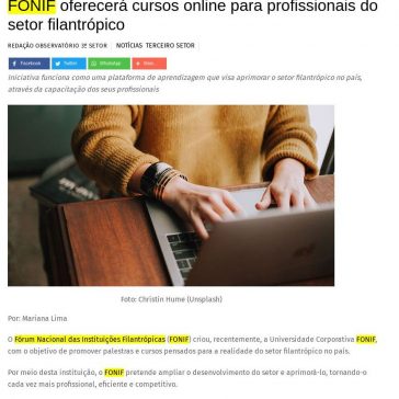 FONIF oferecerá cursos online para profissionais do setor filantrópico – Observatório do 3° Setor