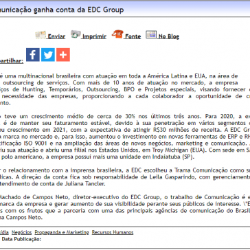 Trama Comunicação ganha conta da EDC Group – Difundir