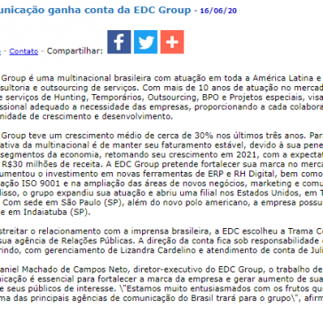 Trama Comunicação ganha conta da EDC Group – JorNow