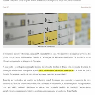 Determinada suspensão de prazos administrativos relacionados à certificação de entidade beneficente – Jornal Jurid