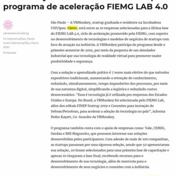 VRMonkey é uma das selecionadas para programa de aceleração FIEMG LAB 4.0 – Canal Executivo Blog