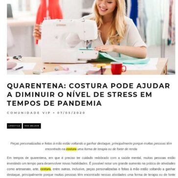 Quarentena: costura pode ajudar a diminuir o nível de stress em tempos de pandemia – Comunidade Vip