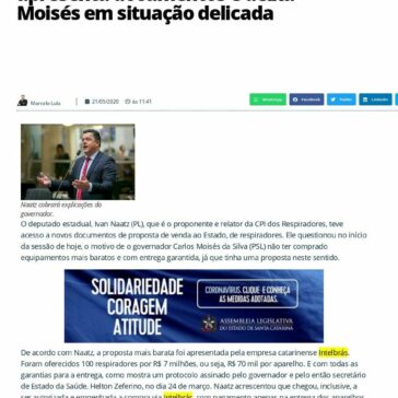 Caso dos Respiradores: Deputado apresenta documentos e deixa Moisés em situação delicada – SC em Pauta