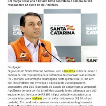 Governador Carlos Moisés passa a ser investigado na CPI dos Respiradores – Central de Notícias