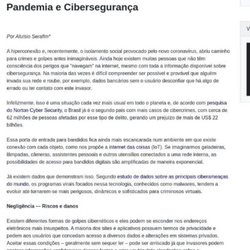 Pandemia e Cibersegurança – Política em Gotas