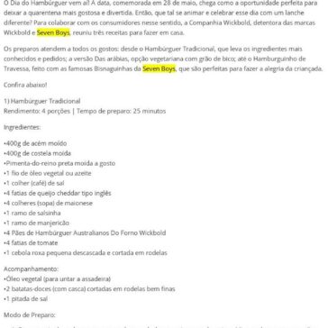 Três receitas para comemorar o Dia Mundial do Hambúrguer sem sair de casa – Gastromania