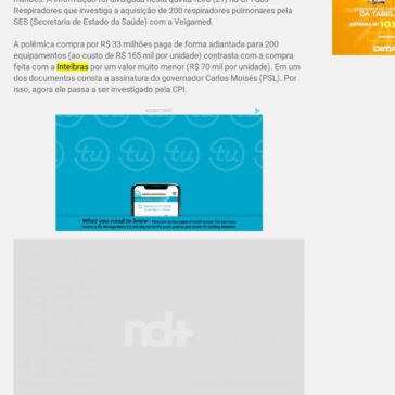 Governador Carlos Moisés passa a ser investigado na CPI dos Respiradores – Nd Online