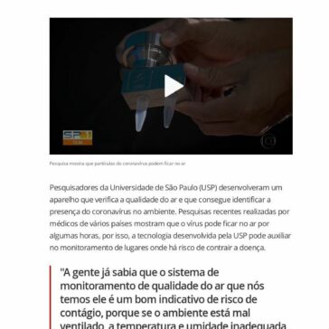 Pesquisadores da USP desenvolvem aparelho que detecta presença de coronavírus no ar – G1 Brasil