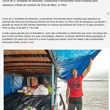 Covid-19: Ribeirinhos da Terra do Meio recebem recursos para manter a economia da floresta em pé ISA – Instituto Socioambiental