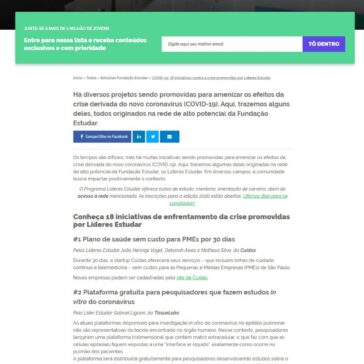 COVID-19: 18 iniciativas contra a crise promovidas por Líderes Estudar – Na Prática