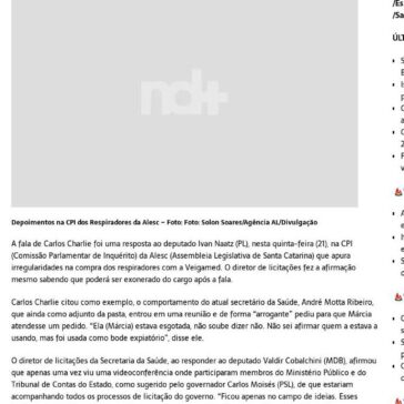 CPI dos respiradores aponta responsabilidade para antigo e atual secretários de saúde – Jornal Tijucas