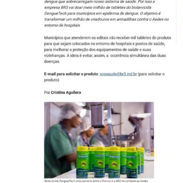 Inscrição: Municípios podem receber grátis biolarvicida contra Dengue – OEstadoAcre.com