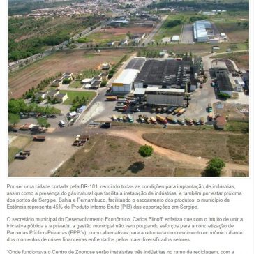 Em Sergipe, Estância representa 45% do PIB das exportações – Sergipe Mais