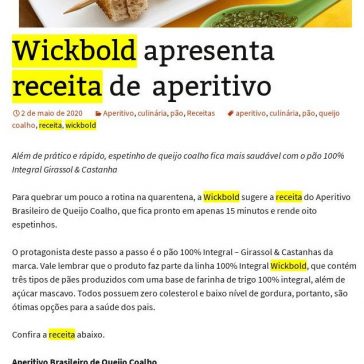Wickbold apresenta receita de aperitivo – De Repente 50