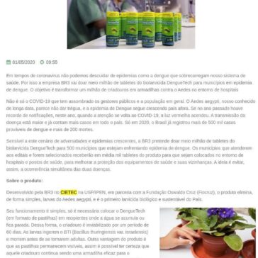 500 municípios podem se inscrever para receber Biolarvicida para combater a Dengue – Jornal da Região/ Cantagalo