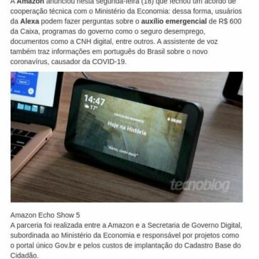 Amazon Alexa ensina a pedir auxílio emergencial de R$ 600, CNH digital e mais – Central de Notícias