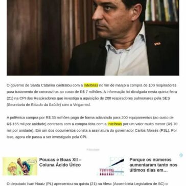 Moisés será investigado na CPI dos Respiradores – Visse