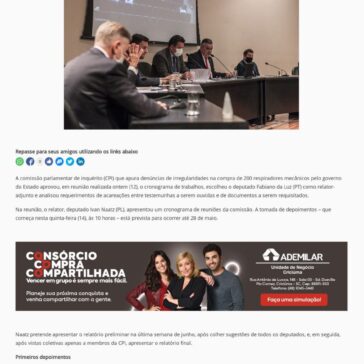 CPI dos Respiradores aprova cronograma de trabalho e primeiros depoimentos – Portal Litoral Sul