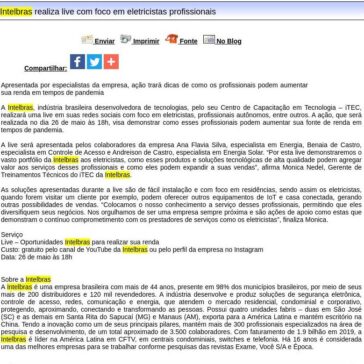 Intelbras realiza live com foco em eletricistas profissionais – Difundir