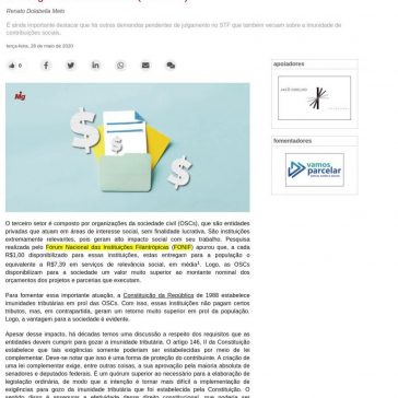 Imunidade tributária de contribuições sociais para organizações da sociedade civil de educação e assistência social… – Migalhas