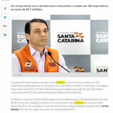 Governador Carlos Moisés passa a ser investigado na CPI dos Respiradores – Sul in Foco