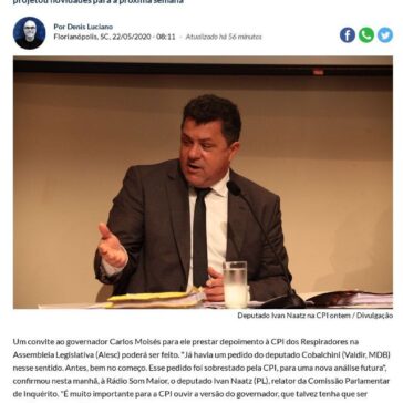 Respiradores: CPI pode convidar Carlos Moisés – 4oito