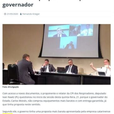 CPI dos Respiradores: relator apresenta documentos que podem comprometer governador – Informe Blumenau