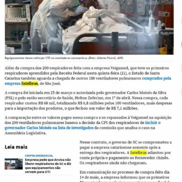 CPI cita compra de 100 respiradores por metade do preço para incluir Moisés em investigação – NSC Total