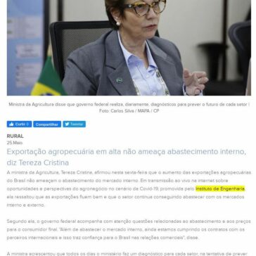 Exportação agropecuária em alta não ameaça abastecimento interno, diz Tereza Cristina – Acisat