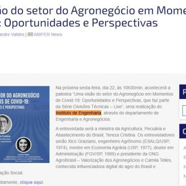 Uma visão do setor do Agronegócio em Momentos de Covid-19: Oportunidades e Perspectivas – ABIFER