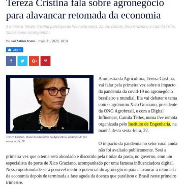 Tereza Cristina fala sobre agronegócio para alavancar retomada da economia – Os Divergentes
