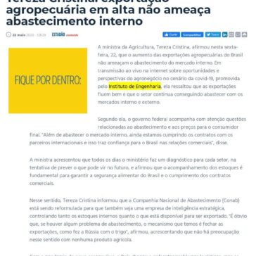 Tereza Cristina: exportação agropecuária em alta não ameaça abastecimento interno – A Crítica MS (On-line)