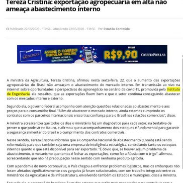 Tereza Cristina: exportação agropecuária em alta não ameaça abastecimento interno – Correio Popular
