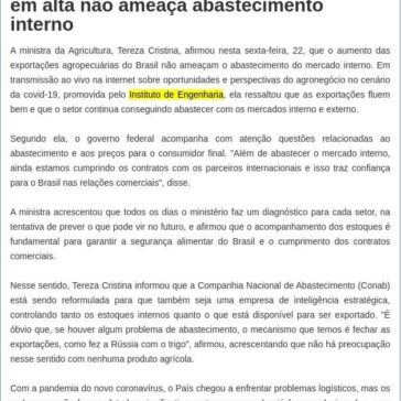 Tereza Cristina: exportação agropecuária em alta não ameaça abastecimento interno – Correio do Papagaio