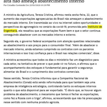 Tereza Cristina: exportação agropecuária em alta não ameaça abastecimento interno – Mercado News