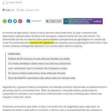 Tereza Cristina afirma que exportação agropecuária em alta não ameaça abastecimento interno – Terra