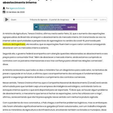 Tereza Cristina: exportação agropecuária em alta não ameaça abastecimento interno – Tribuna do Agreste