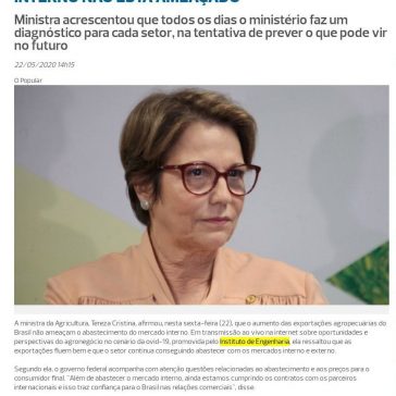 Tereza Cristina diz que abastecimento interno não está ameaçado – Verde Vale FM 103,7