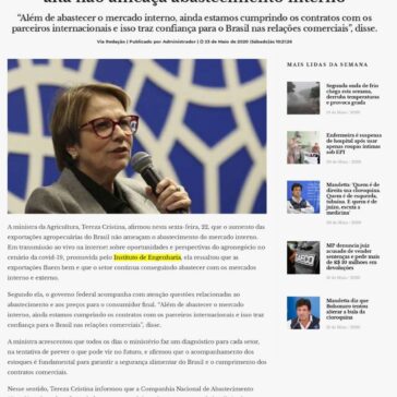 Tereza Cristina: exportação agropecuária em alta não ameaça abastecimento interno – Conteúdo MS