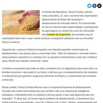 Exportação agropecuária em alta não ameaça abastecimento interno – A Granja